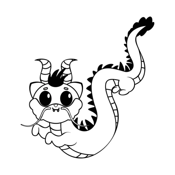 Isolated Dragon Cute Small Kawaii Tatoo Vector Illustration — Stock Vector