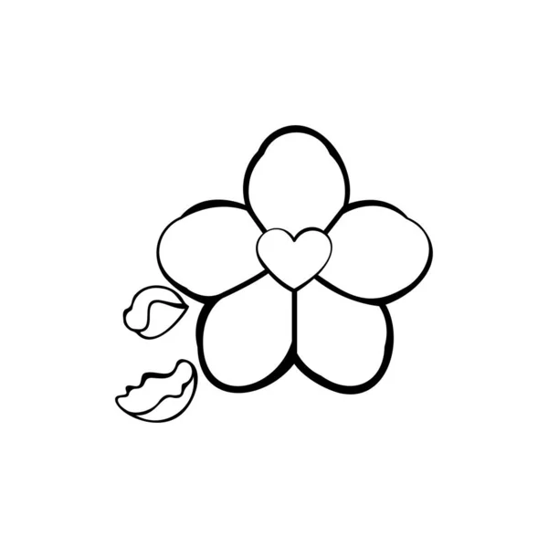 Изолированный Цветок Милый Маленький Кавайи Тату Векторная Иллюстрация — стоковый вектор