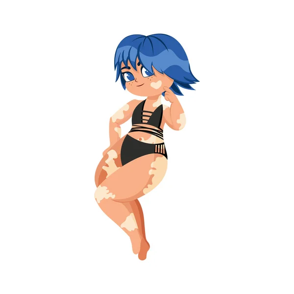 Isolated Blue Hair Big Hip Body Positive Vector Illustration — Image vectorielle