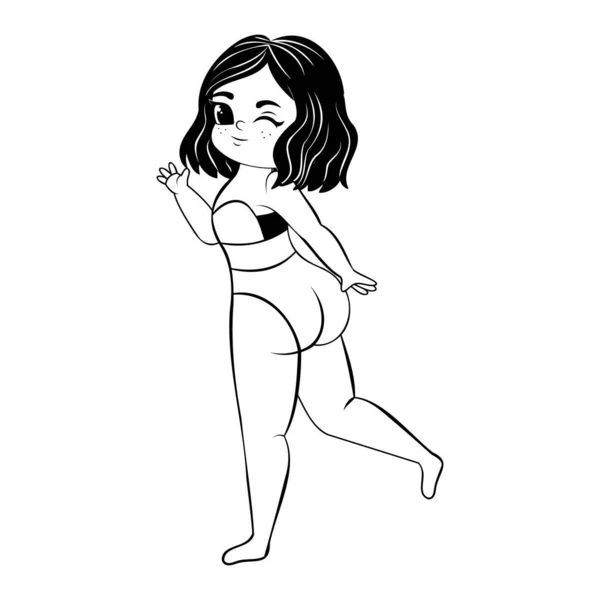 Isolated Draw Big Hip Body Positive Vector Illustration — ストックベクタ