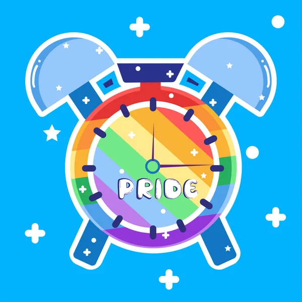 Backaground Blue Clock Rainbow Pride Lgbtq Vector Illustration — ストックベクタ