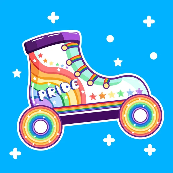Backaground Blue Skate Shoes Rainbow Pride Lgbtq Vector Illustration — Stock Vector