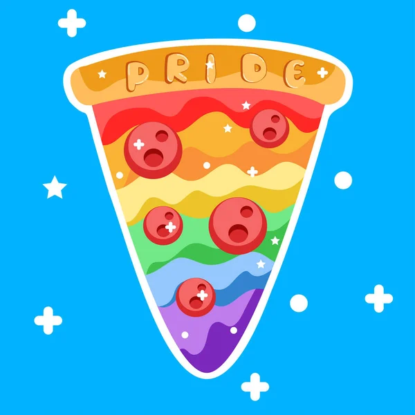 Backaground Blue Pizza Rainbow Pride Lgbtq Vector Illustration — ストックベクタ