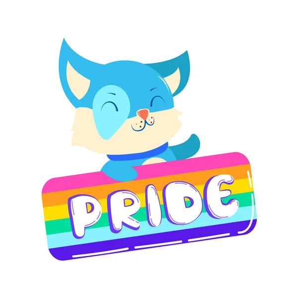 Isolated Fox Rainbow Pride Lgbtq Vector Illustration — Vetor de Stock