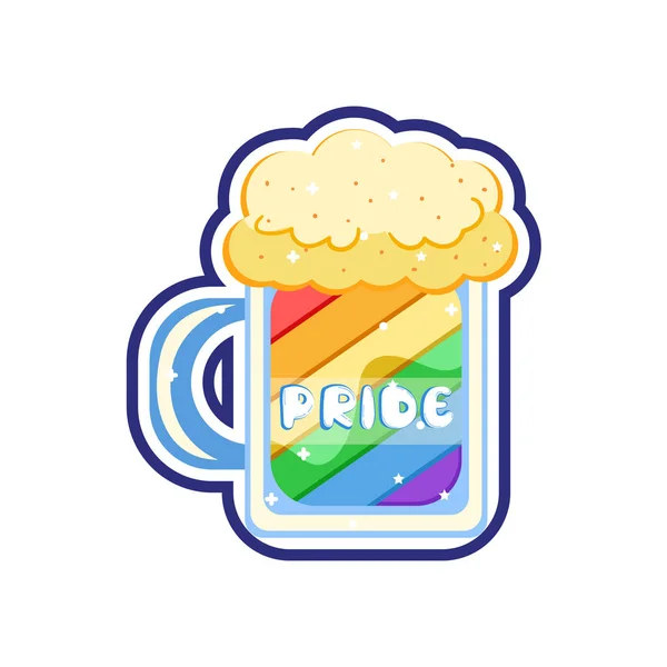 Isolated Beer Rainbow Sticker Pride Lgbtq Vector Illustration — Stockvektor
