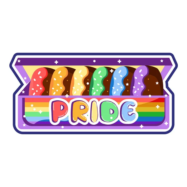 Isolated Donuts Rainbow Sticker Pride Lgbtq Vector Illustration — Vettoriale Stock