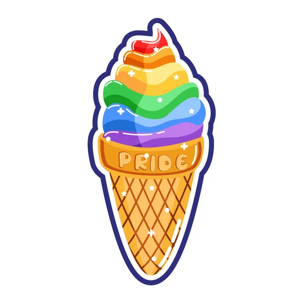 Isolated Ice Cream Rainbow Sticker Pride Lgbtq Vector Illustration — ストックベクタ