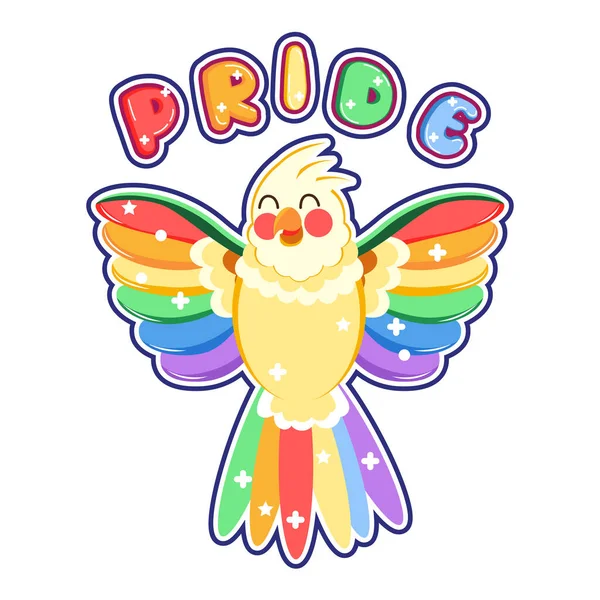 Isolated Bird Rainbow Sticker Pride Lgbtq Vector Illustration — Vetor de Stock