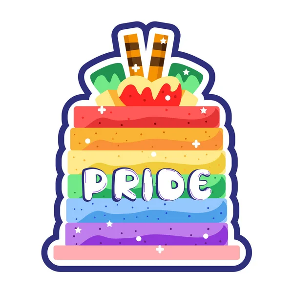 Isolated Cake Rainbow Sticker Pride Lgbtq Vector Illustration — ストックベクタ
