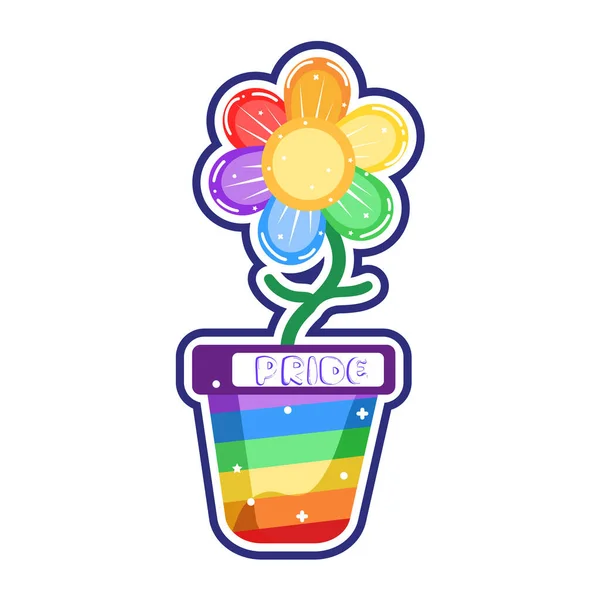 Isolated Plant Rainbow Sticker Pride Lgbtq Vector Illustration — Stock Vector