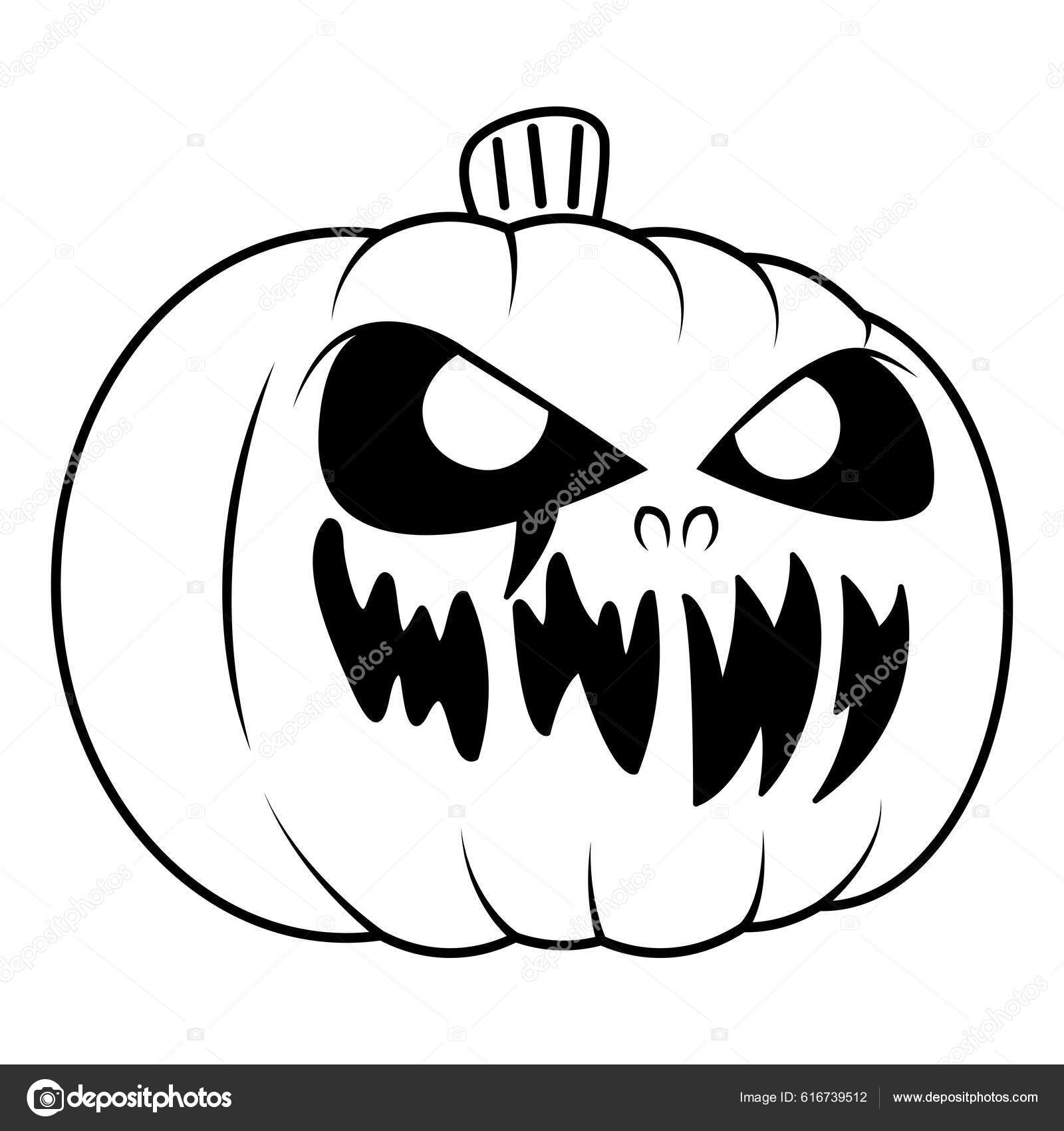 Abóbora Assustadora De Halloween Com Chifres PNG , Ilustração