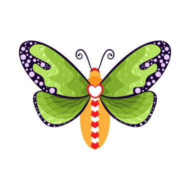 İzole edilmiş yeşil kelebek böcekleri renk vektör çizimi