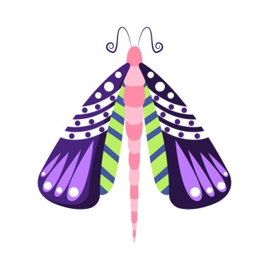 İzole edilmiş mor güve böcekleri renk vektör çizimi