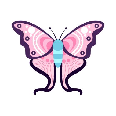 İzole edilmiş mor kelebek böcekleri renk vektör çizimi