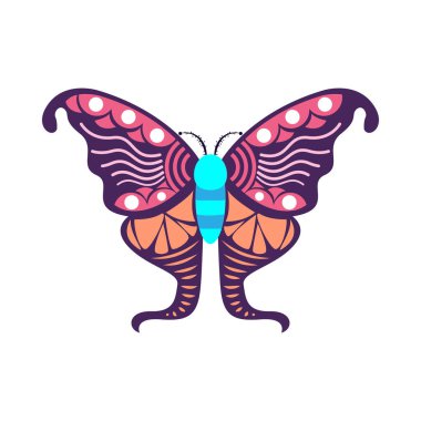 İzole edilmiş mor kelebek böcekleri renk vektör çizimi
