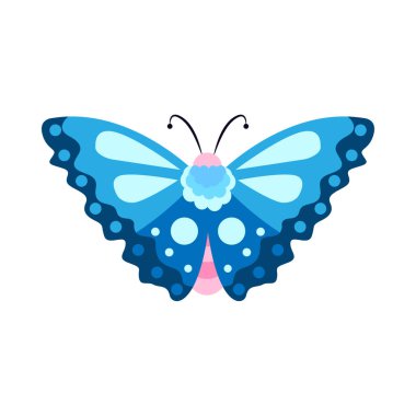 İzole edilmiş mavi kelebek böcekleri renk vektör çizimi