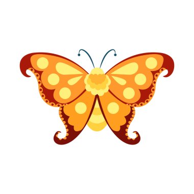 İzole edilmiş sarı kelebek böcekleri renk vektör çizimi