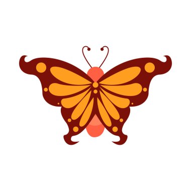 İzole turuncu kelebek böcekleri renk vektör çizimi