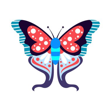 İzole edilmiş kırmızı kelebek böcekleri renk vektör çizimi