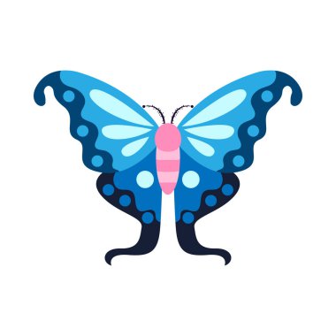 İzole edilmiş mavi kelebek böcekleri renk vektör çizimi