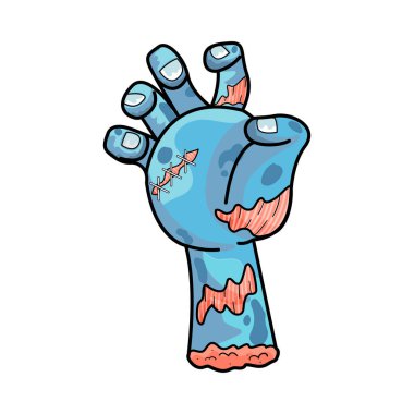 İzole edilmiş el mavisi beyaz arkaplan hallowen vektör çizimi