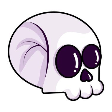 İzole kafatası beyaz arkaplan hallowen vektör çizimi