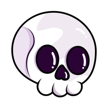 İzole kafatası beyaz arkaplan hallowen vektör çizimi