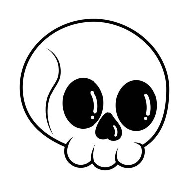 İzole kafatası beyaz hallowen vektör çizimi