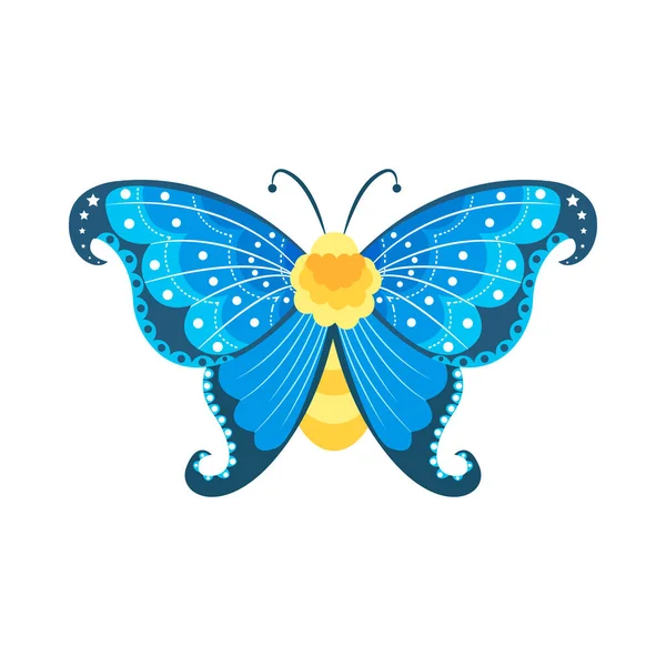 Isolierte Blaue Schmetterling Insekten Farbvektor Illustration — Stockvektor