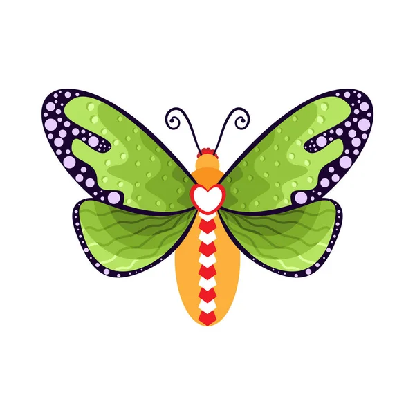 Isolierte Grüne Schmetterling Insekten Farbvektor Illustration — Stockvektor