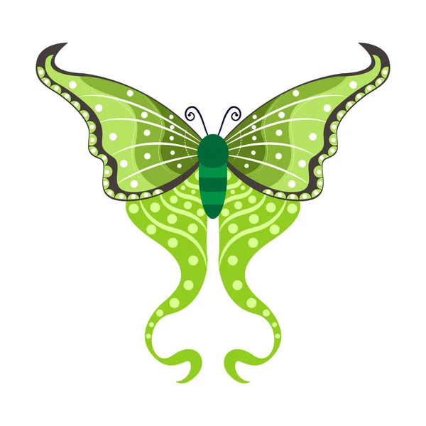 Illustrazione Vettoriale Colori Degli Insetti Farfalla Verde Isolata — Vettoriale Stock