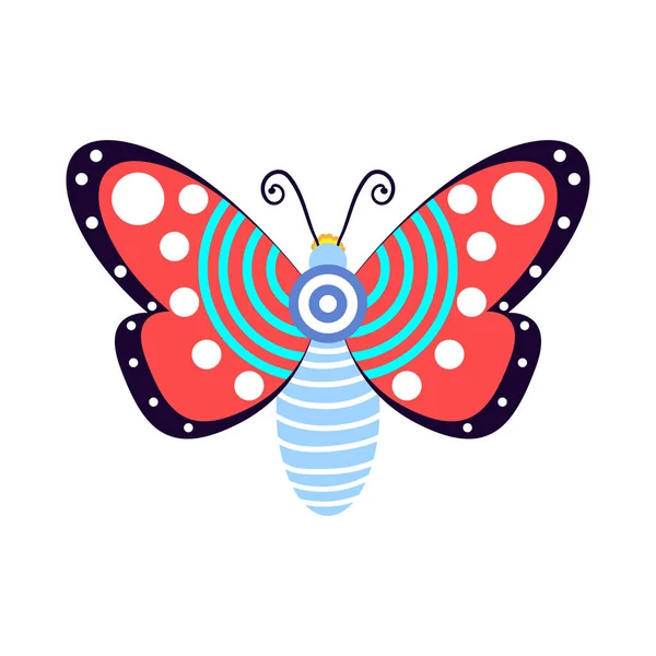 Izolovaný Červený Motýlí Hmyz Barevný Vektor Ilustrace — Stockový vektor