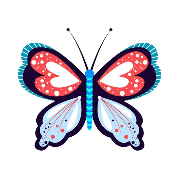 Isolierte Blaue Schmetterling Insekten Farbvektor Illustration — Stockvektor