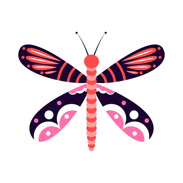 Μεμονωμένα Ροζ Έντομα Dragonfly Απεικόνιση Διάνυσμα Χρώμα — Διανυσματικό Αρχείο