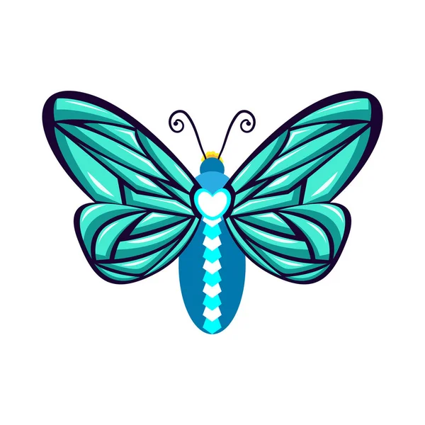 緑の蝶の昆虫の色ベクトル図 — ストックベクタ