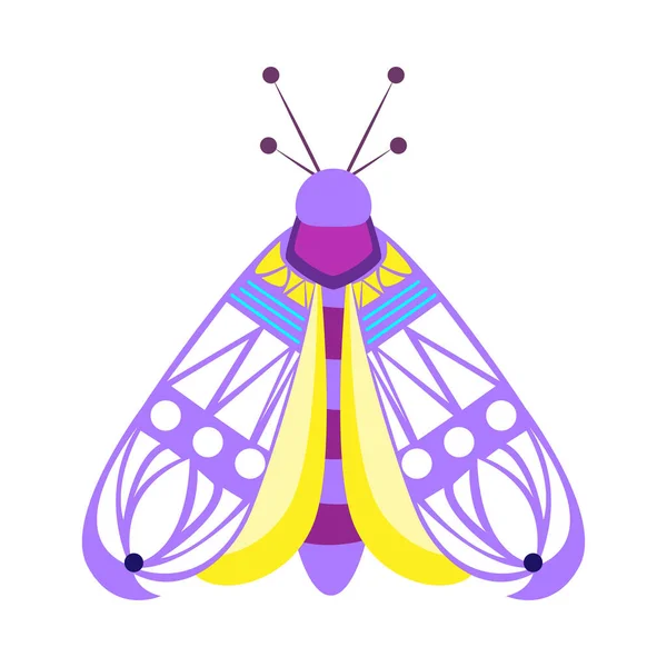 分離された紫色の蛾の昆虫のカラーベクトルイラスト — ストックベクタ