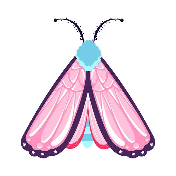 Ilustración Aislada Insectos Polilla Rosa Vector Color — Vector de stock