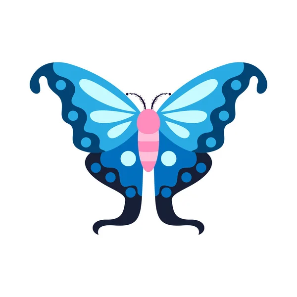 Isolierte Blaue Schmetterling Insekten Farbvektor Illustration — Stockvektor