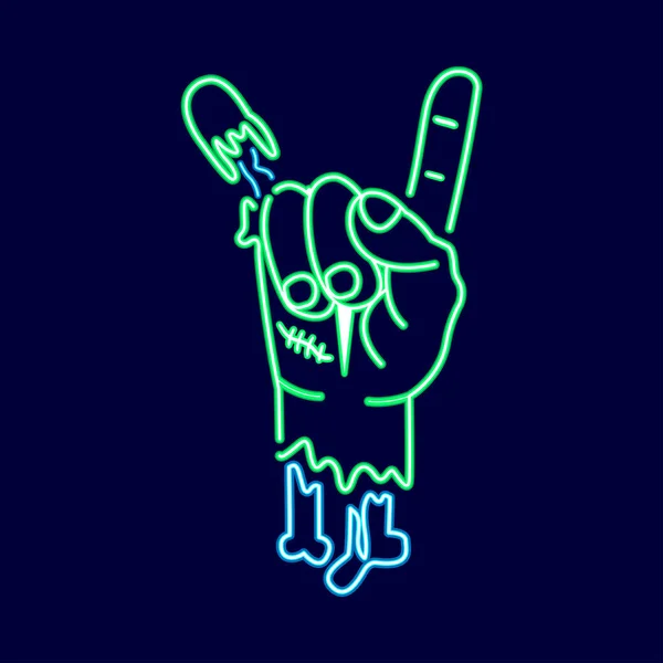 Isolated Hand Scary Neon Blue Background Hallowen Vector Illustration — Stock Vector