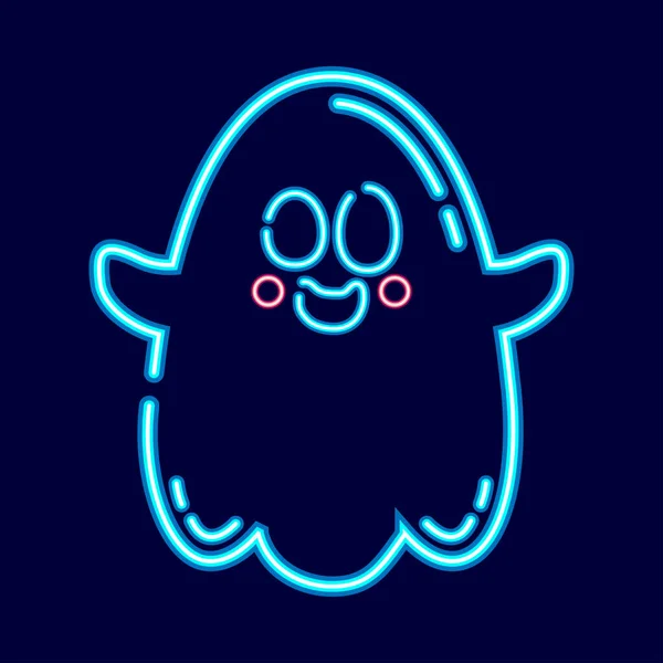 Isolado Fantasma Neon Azul Fundo Hallowen Vetor Ilustração — Vetor de Stock