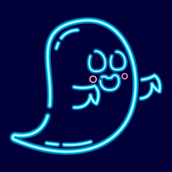 Isolado Fantasma Neon Azul Fundo Hallowen Vetor Ilustração — Vetor de Stock