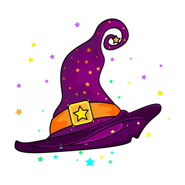 Sombrero Aislado Brujo Dibujar Fondo Blanco Hallowen Vector Ilustración — Vector de stock