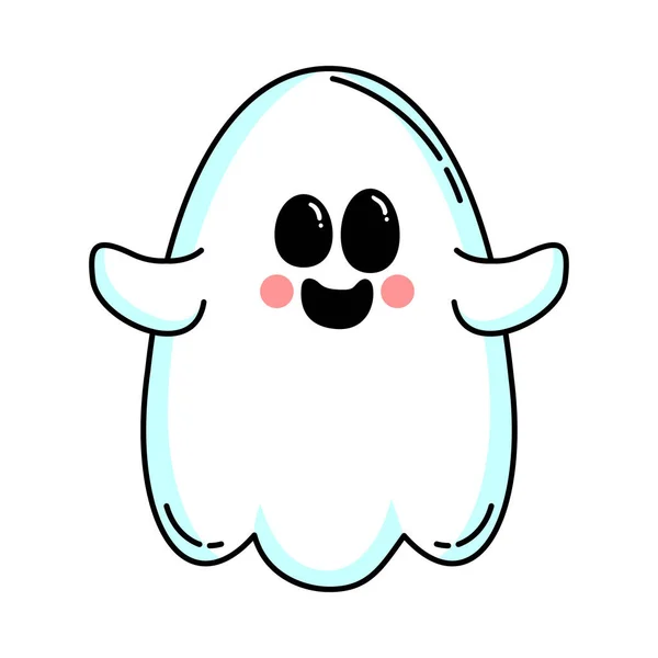 Fantasma Isolado Desenhar Fundo Branco Hallowen Vetor Ilustração —  Vetores de Stock