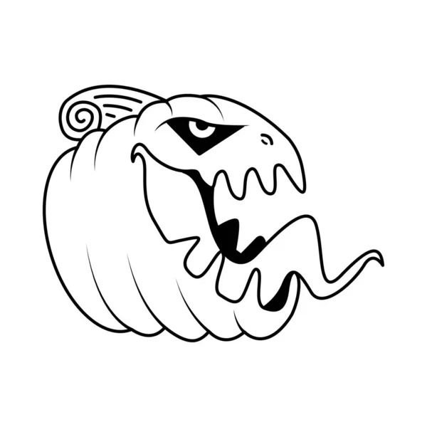 Isolato Zucca Spaventoso Disegnare Bianco Hallowen Vettore Illustrazione — Vettoriale Stock