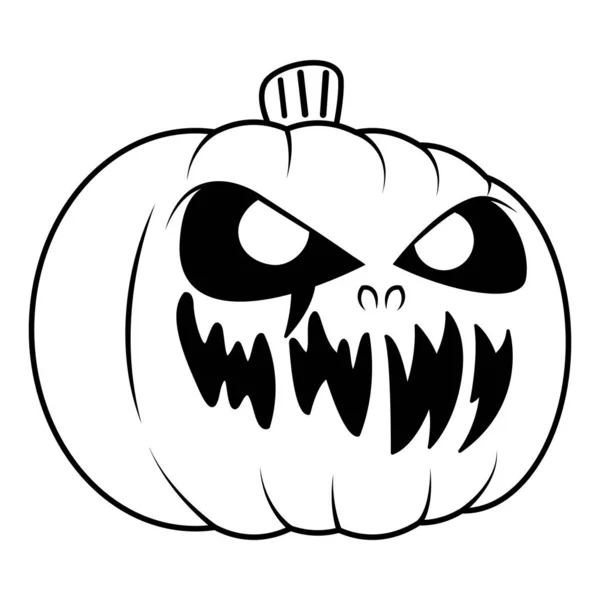 Isolato Zucca Spaventoso Disegnare Bianco Hallowen Vettore Illustrazione — Vettoriale Stock