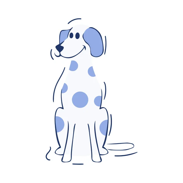 Isolierte Blaue Hundesilhouette Zeichnen Linie Schatten Vektor Illustration — Stockvektor