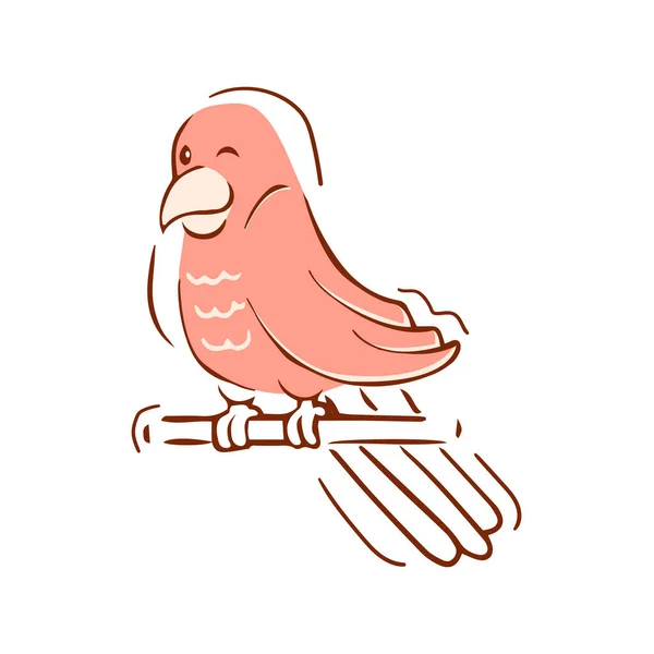 独立した赤い鳥のシルエットが線の影を描くベクトルイラスト — ストックベクタ