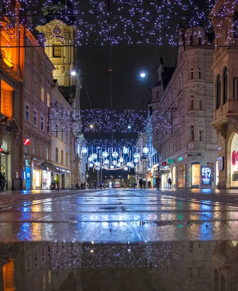 Graz Österreich Dezember 2021 Schöne Weihnachtsdekoration Und Lichter Der Berühmten — Stockfoto