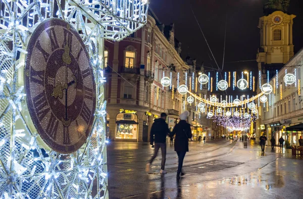 Graz Austria December 2021 Beautiful Christmas Decorations Famous Clock Tower — Stockfoto