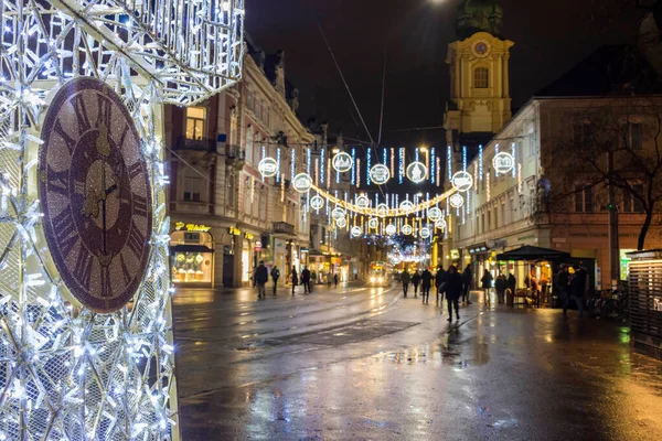 Graz Austria December 2021 Beautiful Christmas Decorations Famous Clock Tower — Stockfoto